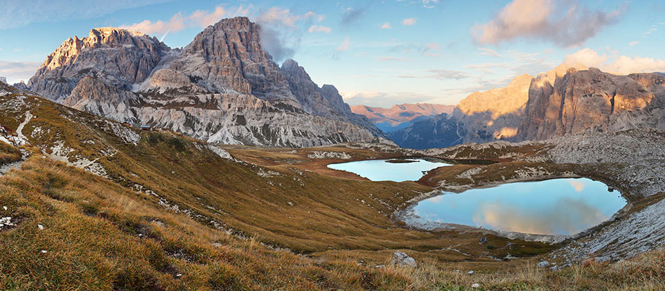 A view of the Piano lake as part of the Tre Cime di Lavaredo