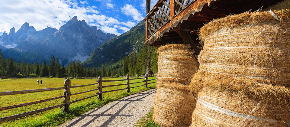 A view from the Val Pusteria side of the Val Fiscalina mountains in the distance
